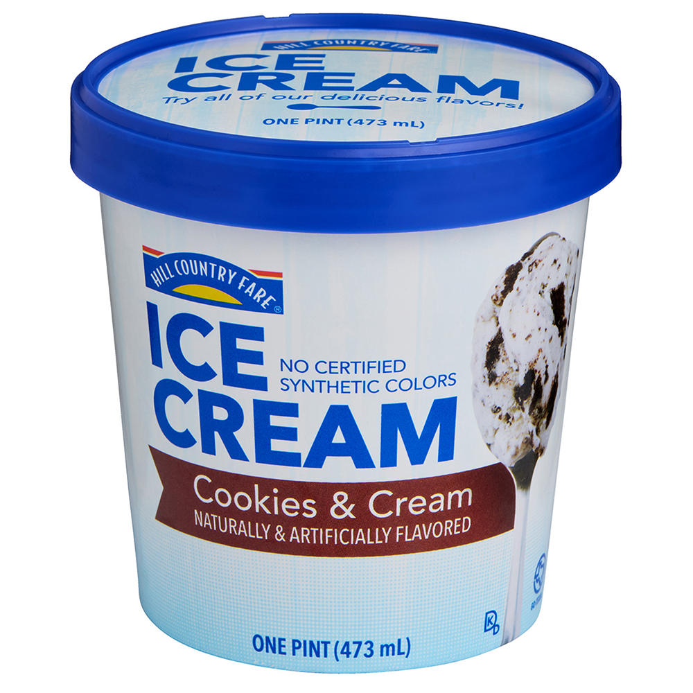Hill Country Fare Cookies & Cream Ice Cream, 1 pt