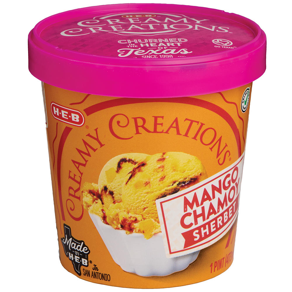 H-E-B Creamy Creations Mango Chamoy Sherbet, 1 pt