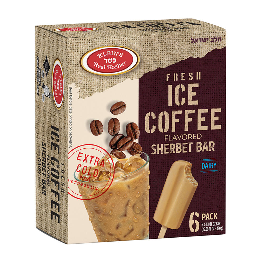Klein's Kosher Fresh Ice Coffee Flavored Sherbet Bars, 6 ct