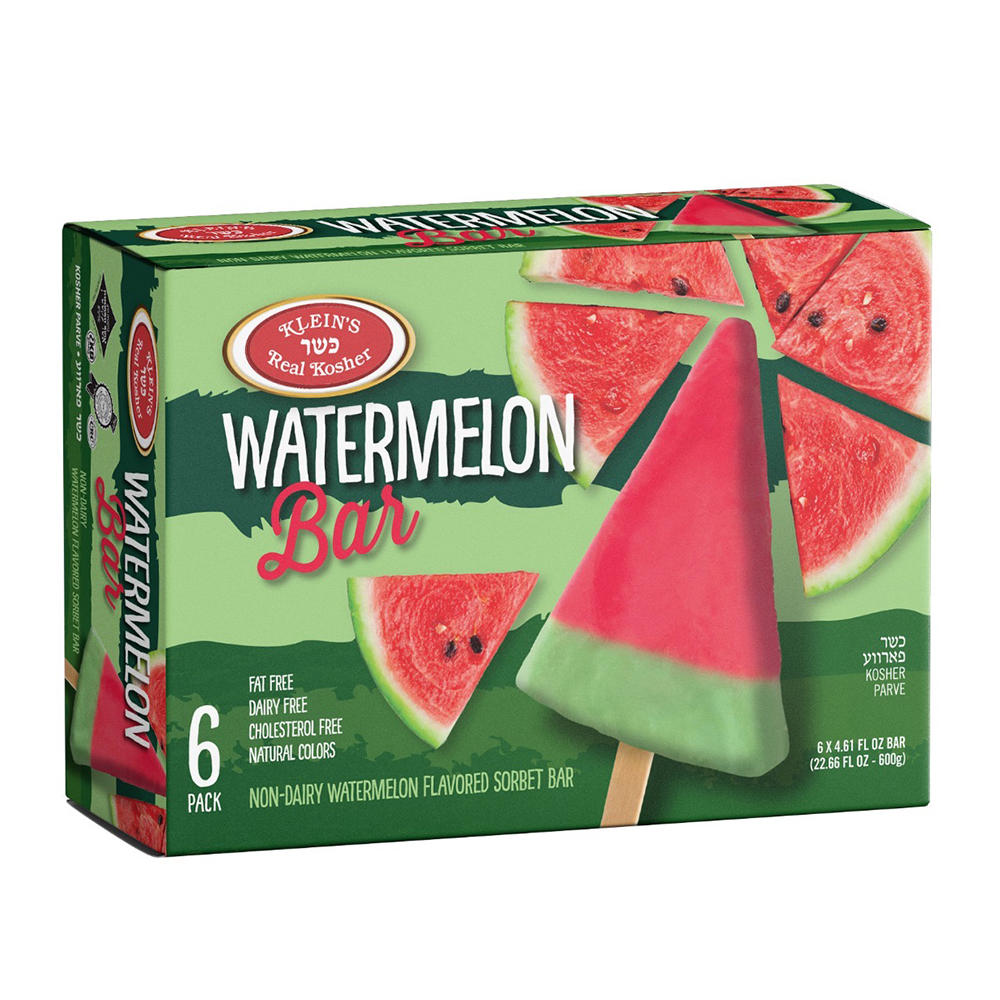 Klein's Kosher Watermelon Sorbet Bars, 6 ct