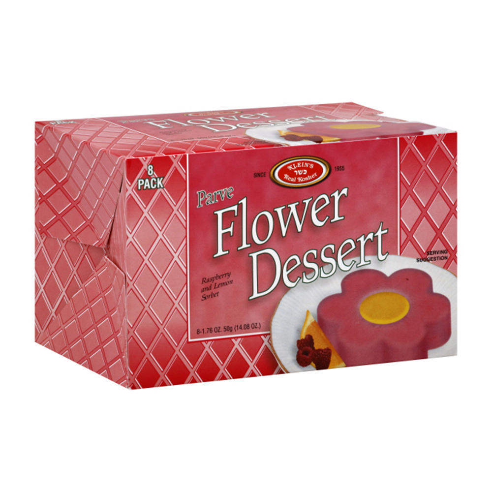 Klein's Kosher Parve Raspberry & Lemon Sorbet Flower Desserts, 8 ct