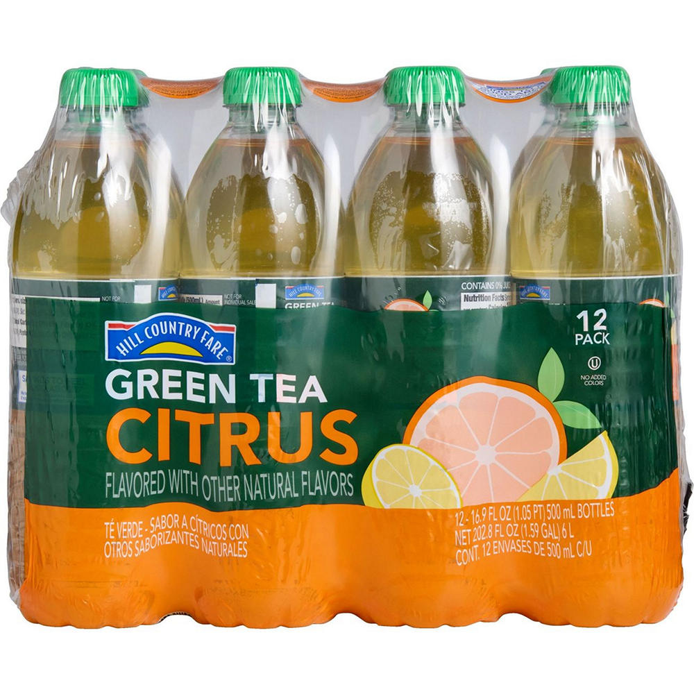 Hill Country Fare Citrus Green Tea 12 pk Bottles, 16.9 oz