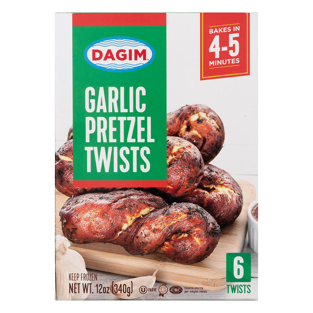 Dagim Kosher Garlic Pretzel Twists, 6 ct