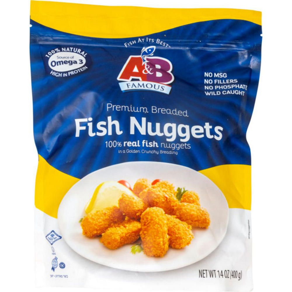 A&B Famous Kosher Breaded Fish Nuggets, 14 oz