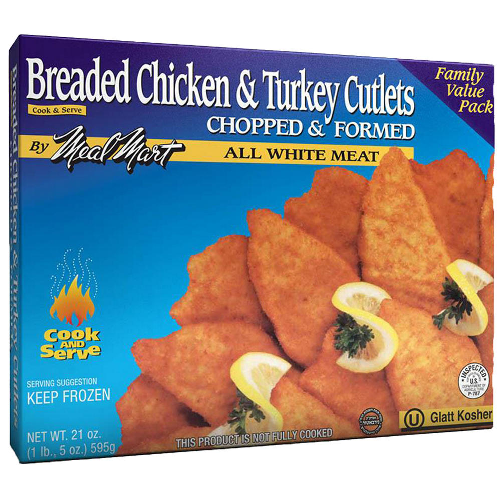 Meal Mart Kosher Breaded Chicken & Turkey Cutlets - Family Pack, 21 oz