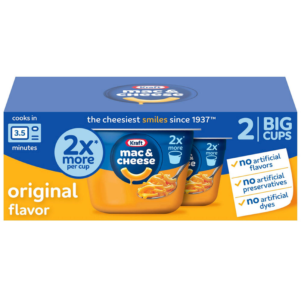 Kraft Easy Mac Origina Flavorl Mac and Cheese Big Cups, 2 ct