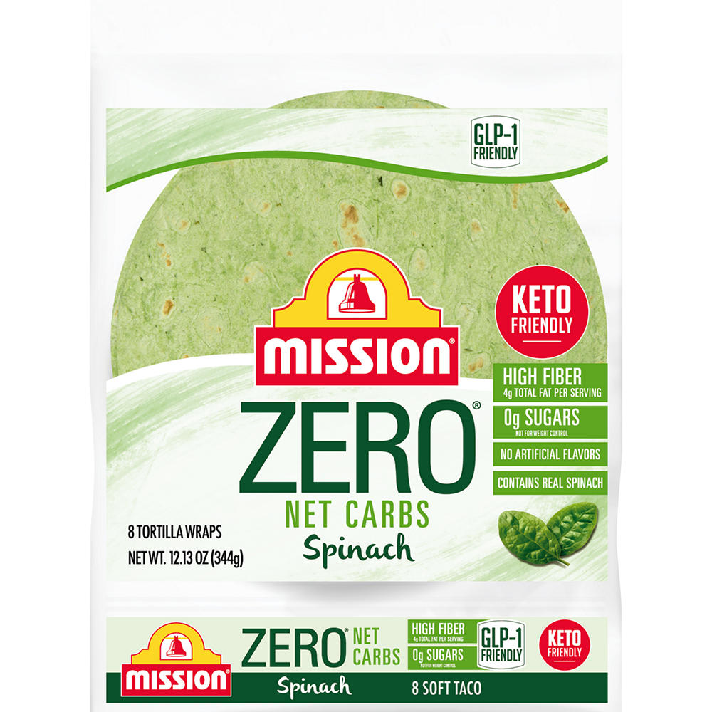 Mission Zero Net Carbs Spinach Tortillas, Soft Taco Size, 8 ct