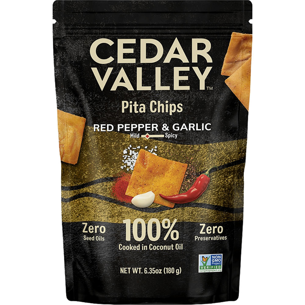 Cedar Valley Red Pepper & Garlic Pita Chips, 6.35 oz