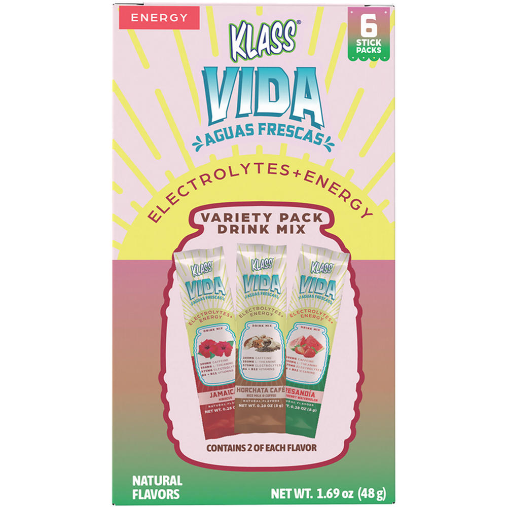 Klass Vida Aguas Frescas Electrolytes + Energy Drink Mix Sticks - Variety Pack, 6 ct