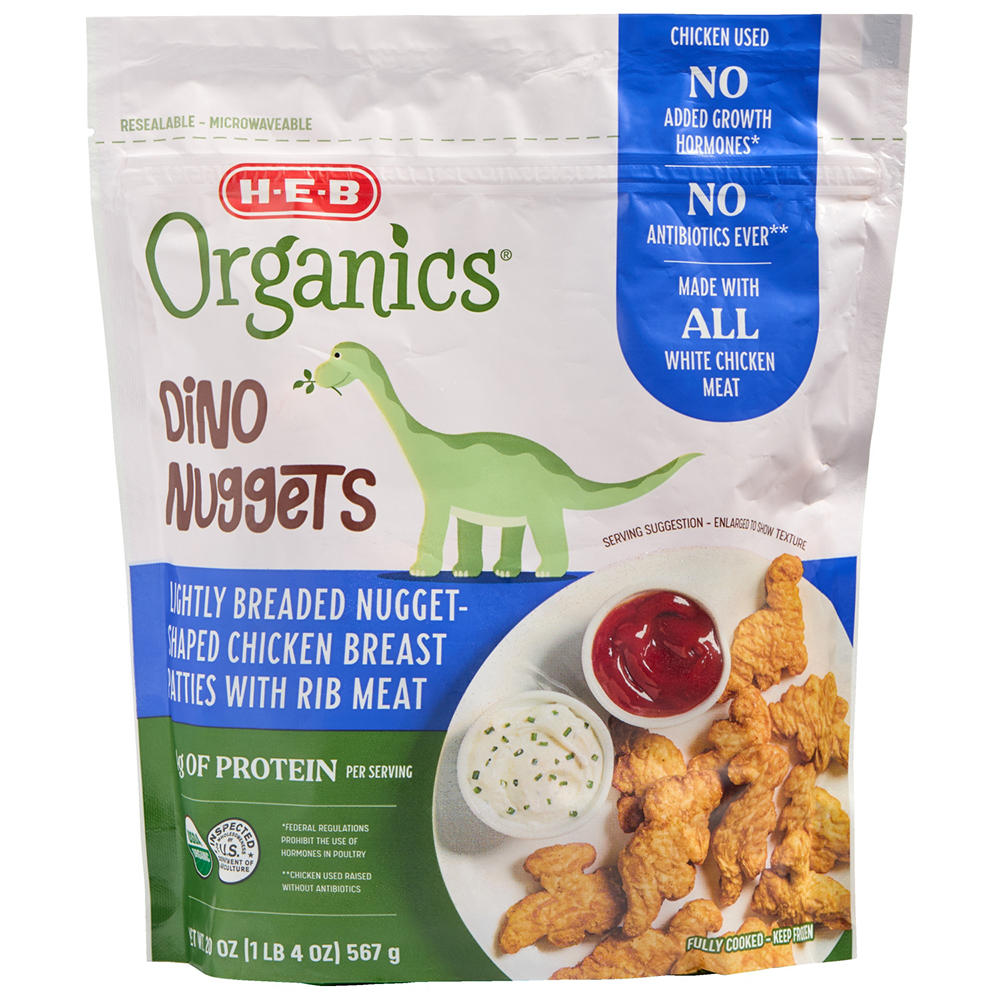 H-E-B Organics Frozen Chicken Dino Nuggets, 20 oz