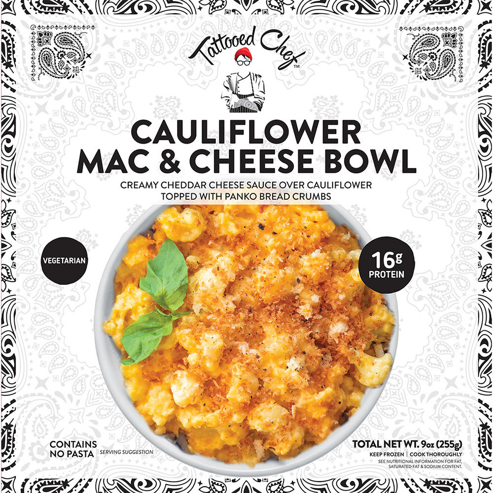 Tattooed Chef 16g Protein Vegetarian Cauliflower Mac & Cheese Bowl, 9 oz