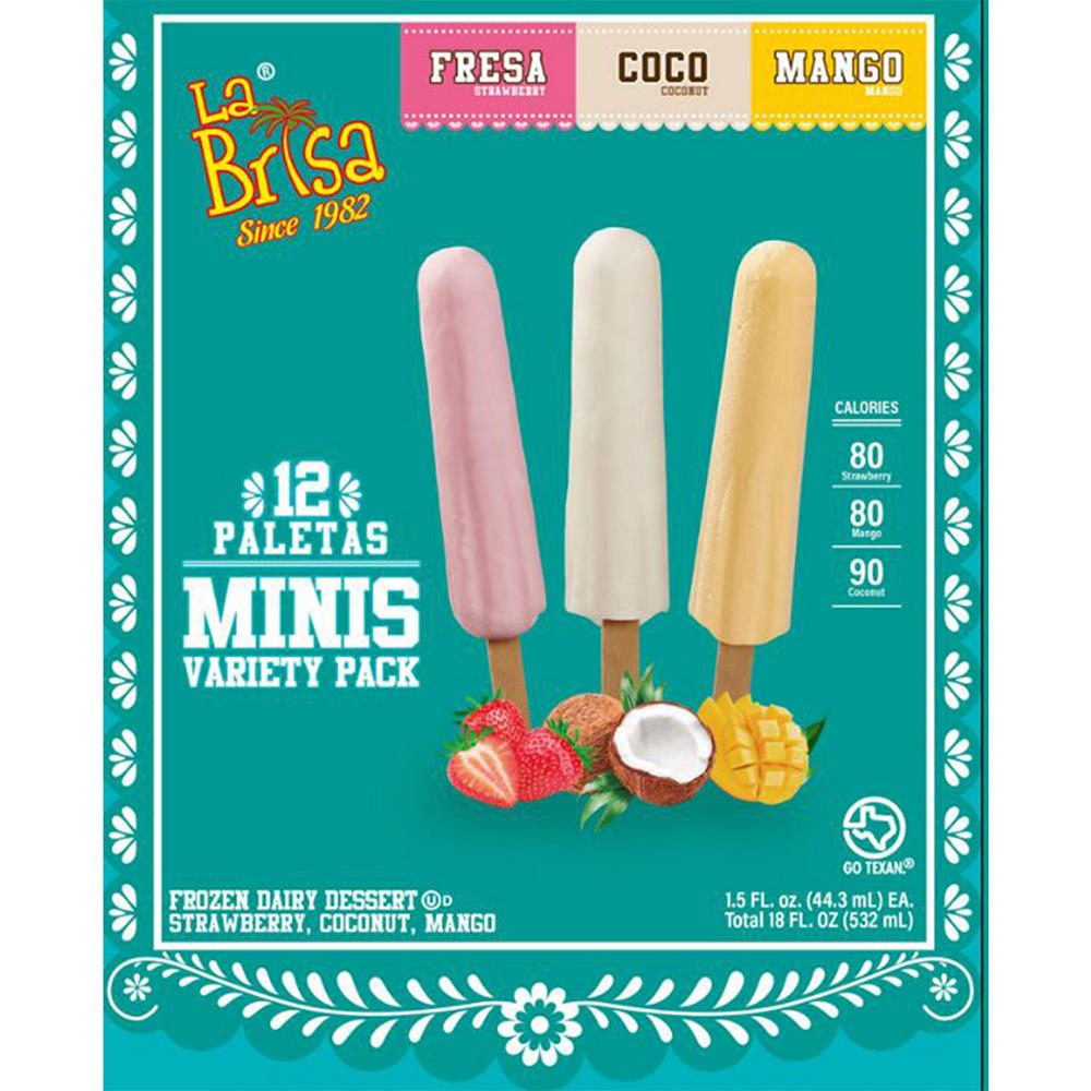 La Brisa Minis Paletas Variety Pack - Fresa, Coco & Mango, 12 ct