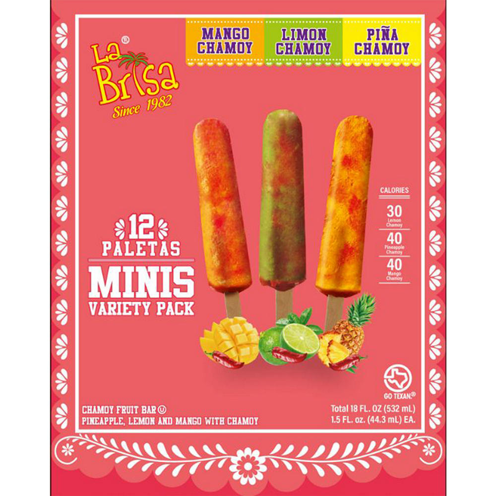 La Brisa Minis Paletas Chamoy Variety Pack - Mango, Limon & Piña, 12 ct