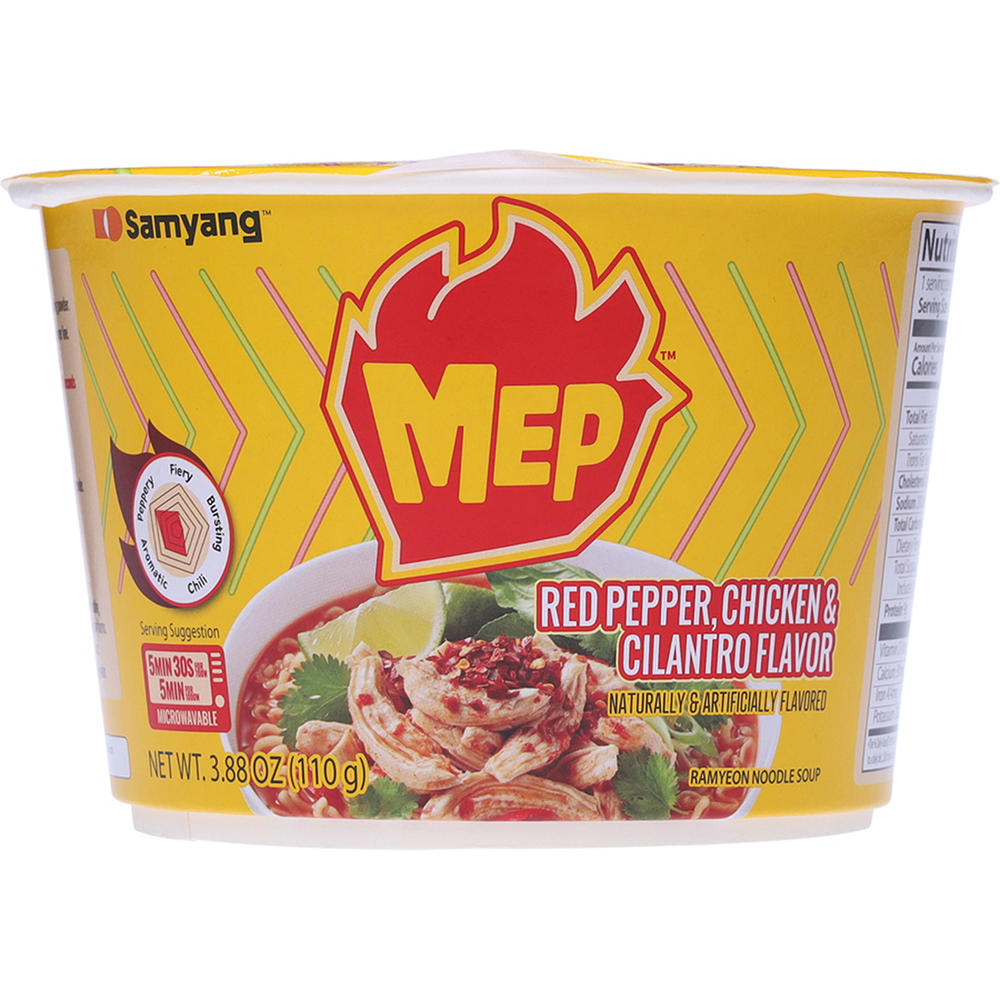 Samyang MEP Red Pepper Chicken & Cilantro Ramyeon Noodle Soup Big Bowl, 3.88 oz
