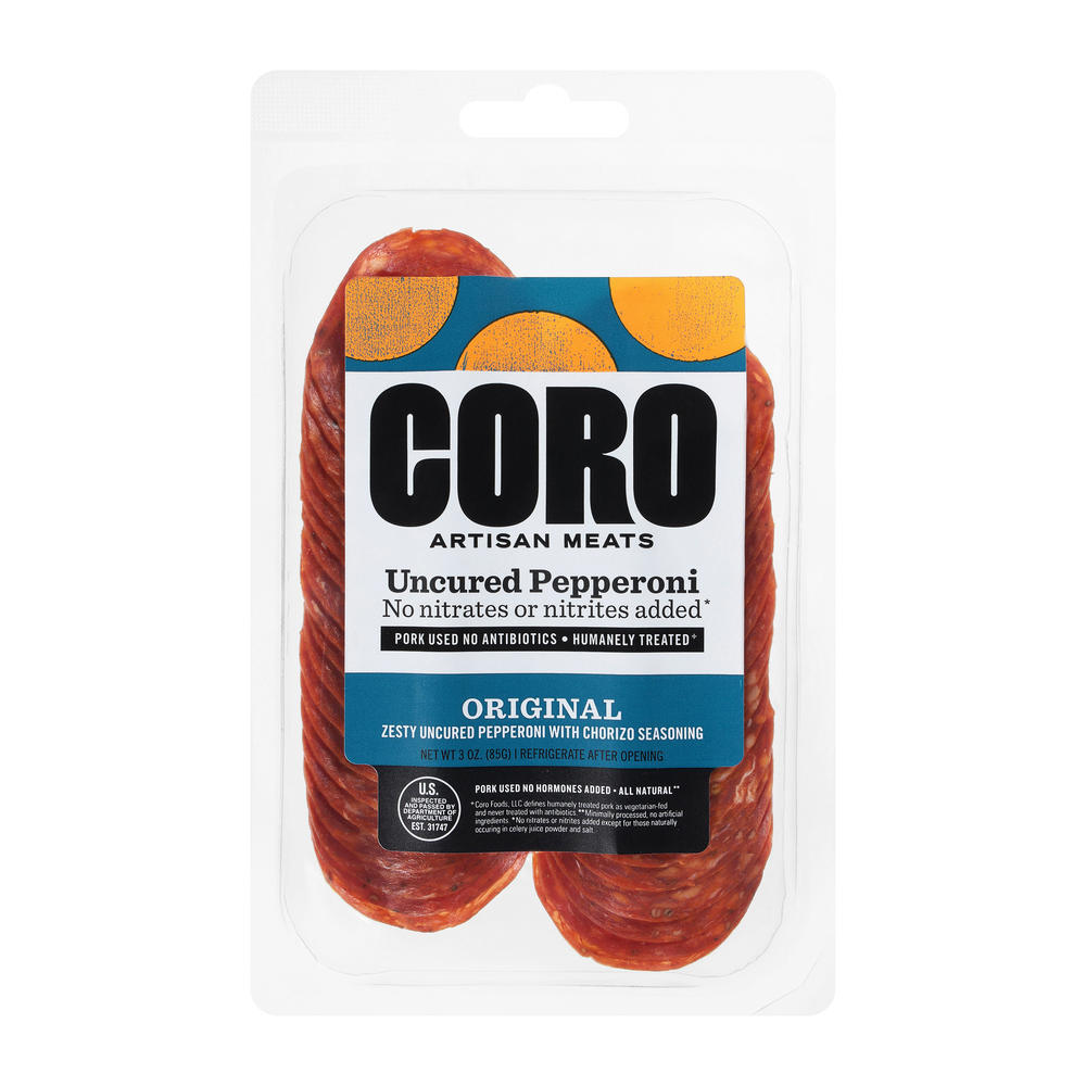 Coro Artisan Meats - Uncured Sliced Original Pepperoni, 3 oz