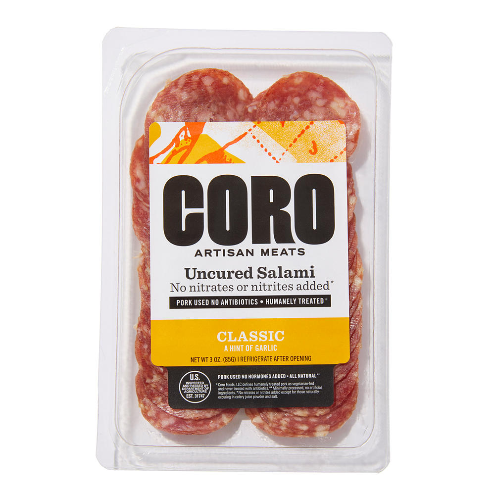 Coro Uncured Sliced Classic Salami, 3 oz