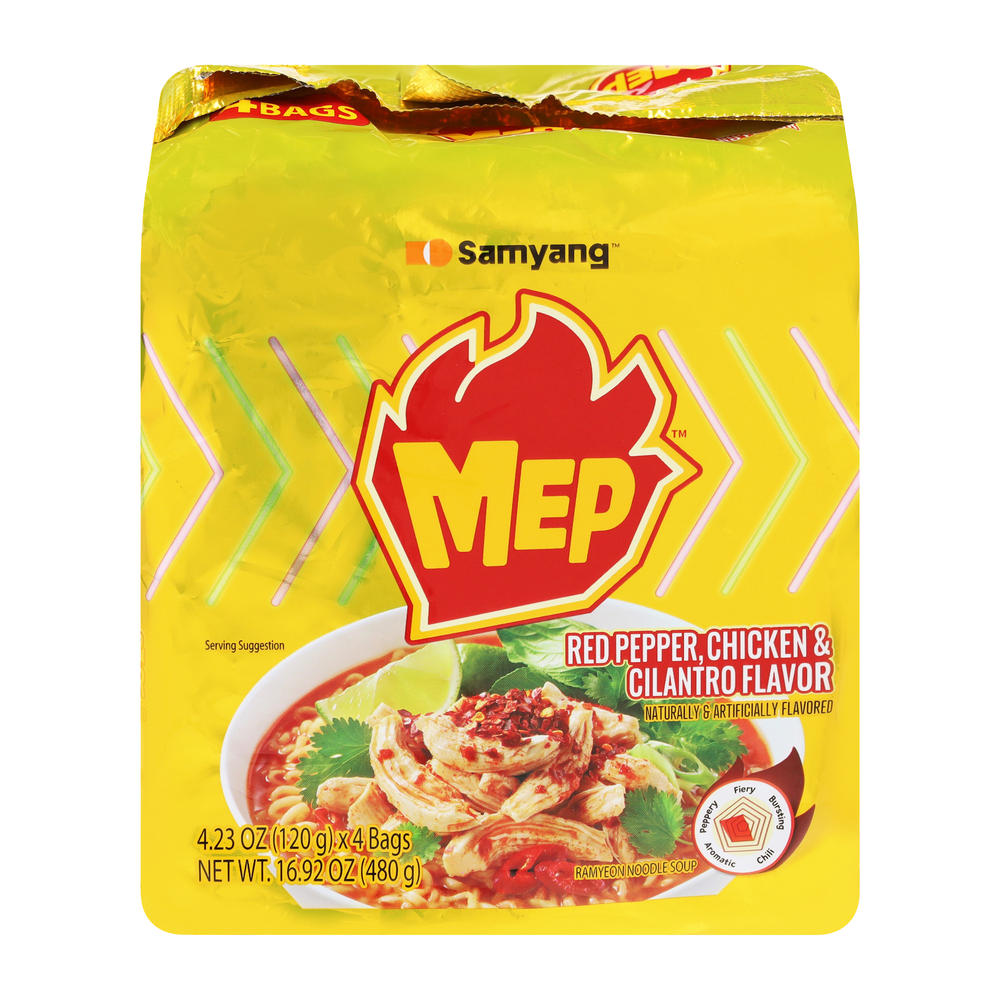 Samyang MEP Red Pepper & Chicken with Cilantro Ramyeon Noodle Soup Packs, 4 ct