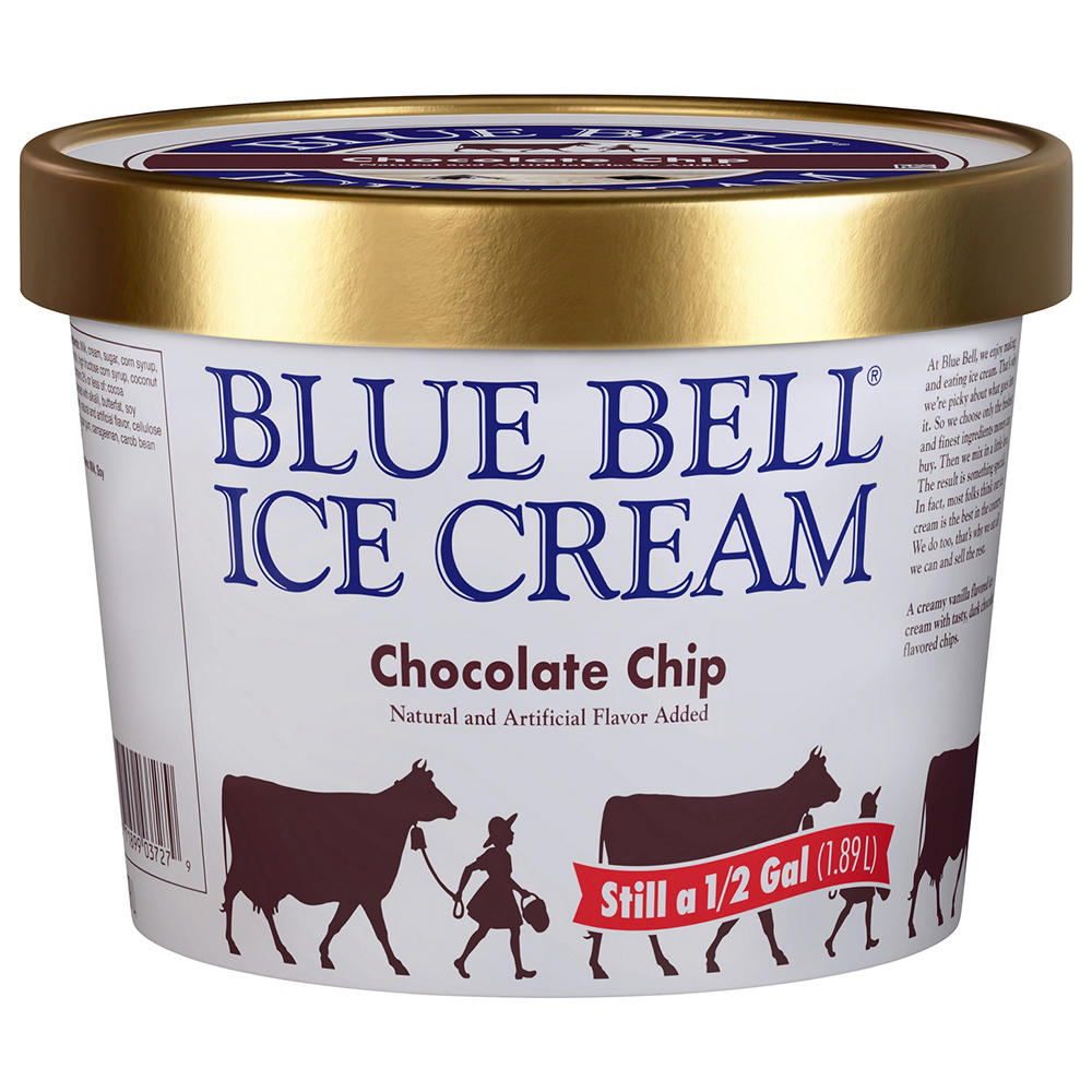 Blue Bell Chocolate Chip Ice Cream, 1/2 gal