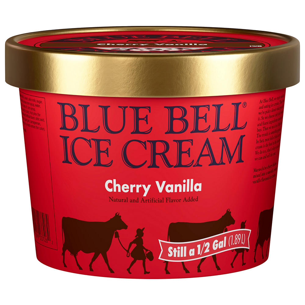 Blue Bell Cherry Vanilla Ice Cream, 1/2 gal
