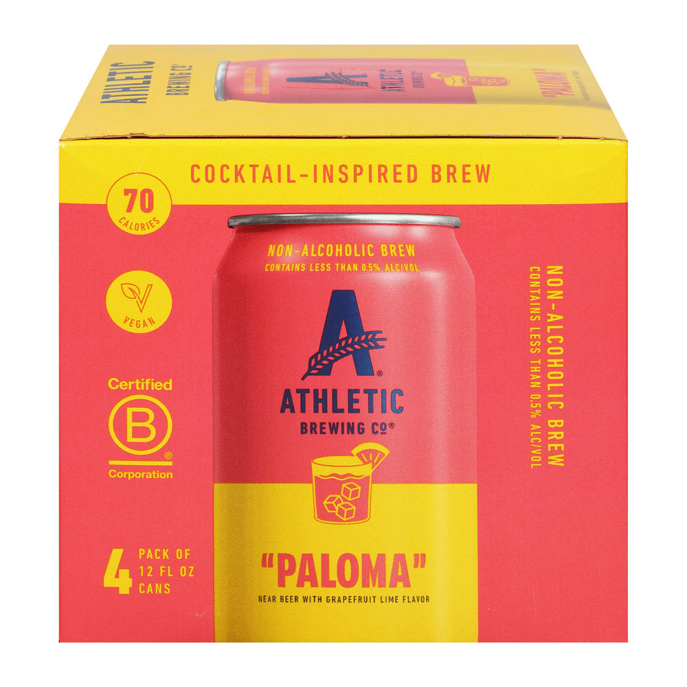 Athletic Brewing Co. Paloma Non-Alcoholic Brew 4 pk Cans, 12 oz