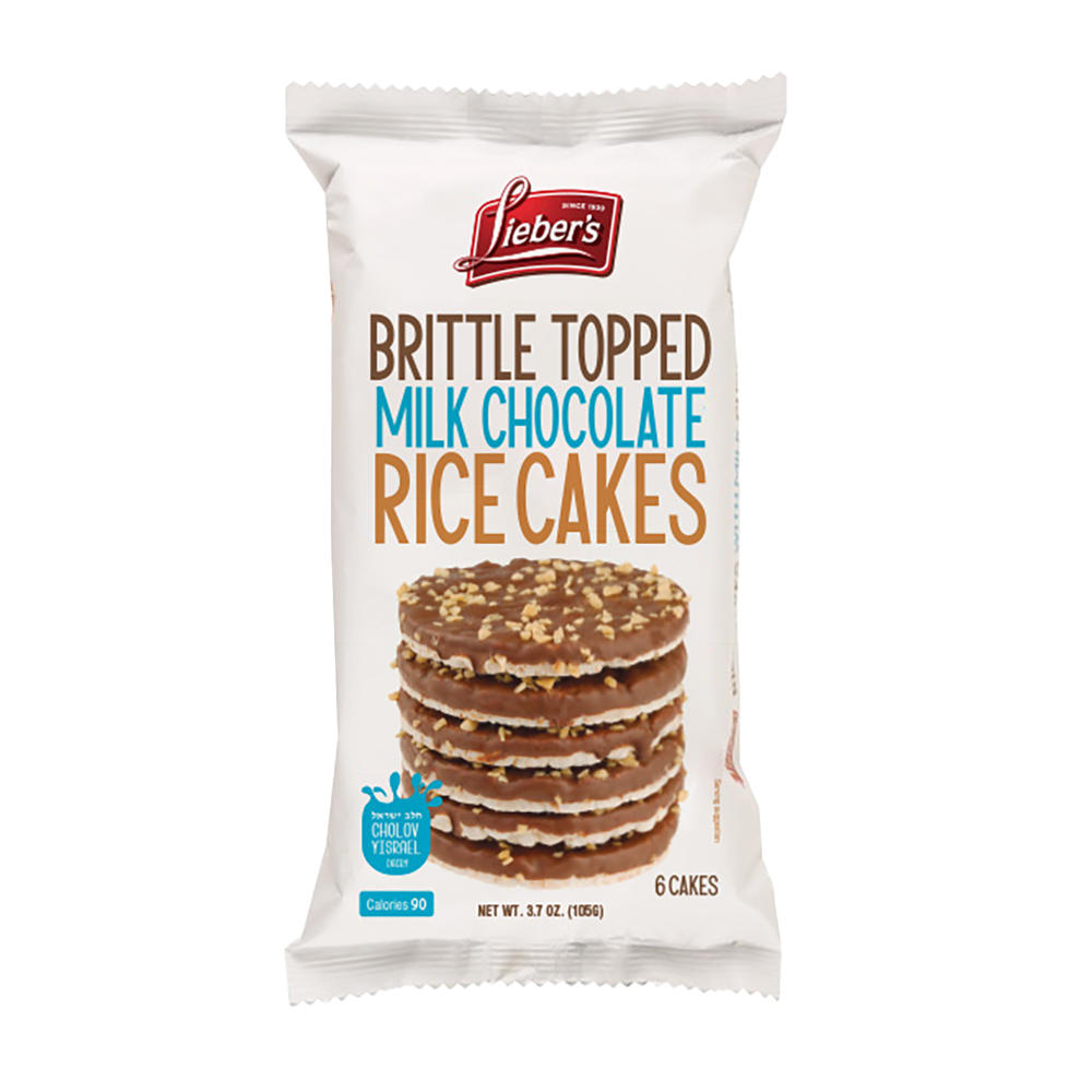 Lieber's Kosher Brittle Topped Milk Chocolate Rice Cakes, 6 ct