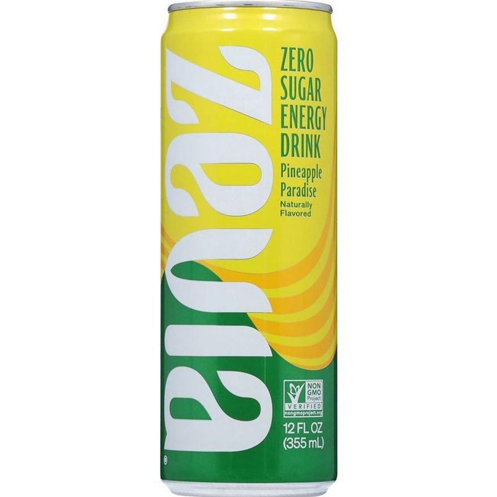Zevia Zero Sugar Pineapple Paradise Energy Drink, 12 oz