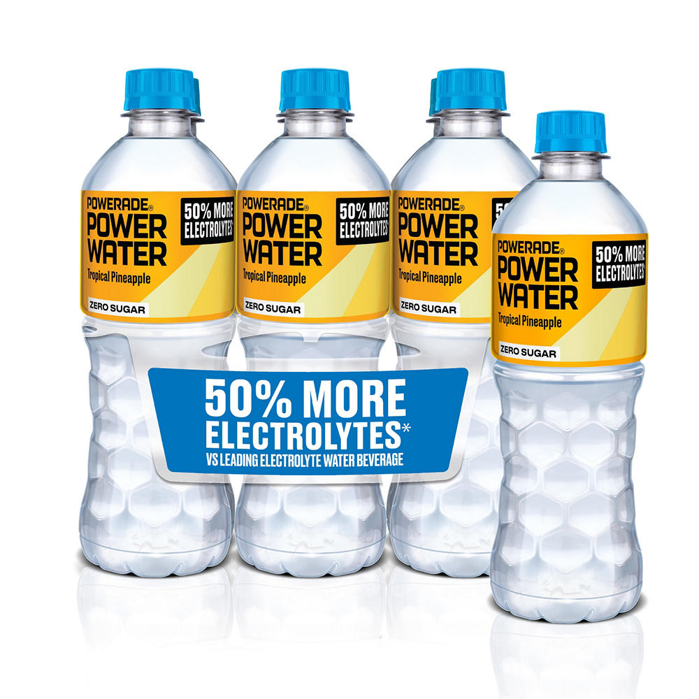 Powerade Zero Sugar Power Water Tropical Pineapple Flavored Electrolyte Water 6 pk Bottles, 16.9 oz