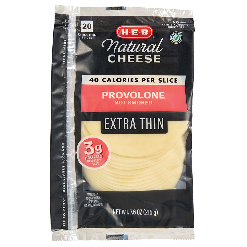 H-E-B Provolone Sliced Cheese, Extra Thin, 7.6 oz