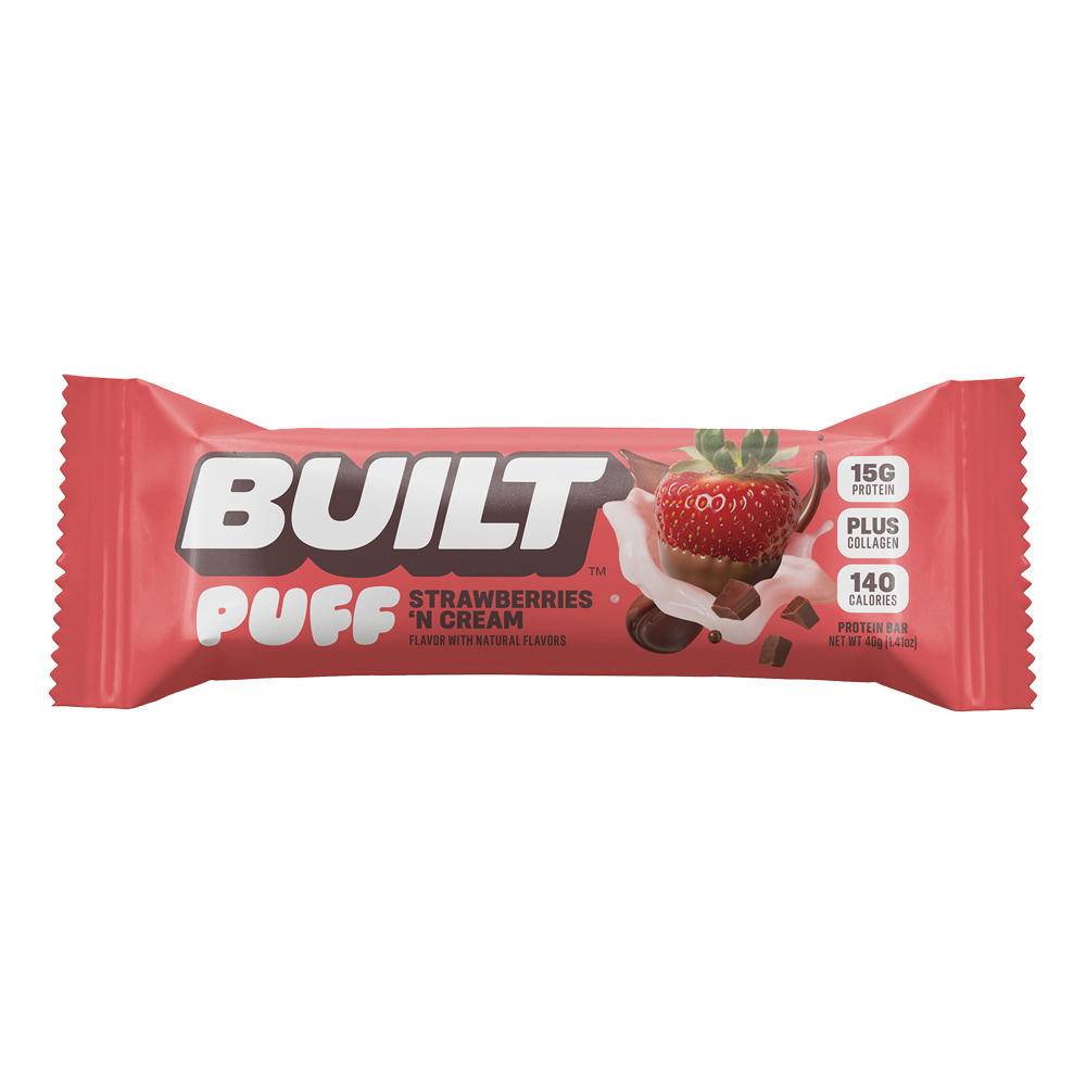 BUILT Puff Strawberries & Cream - 15g Protein Bar, 1.41 oz