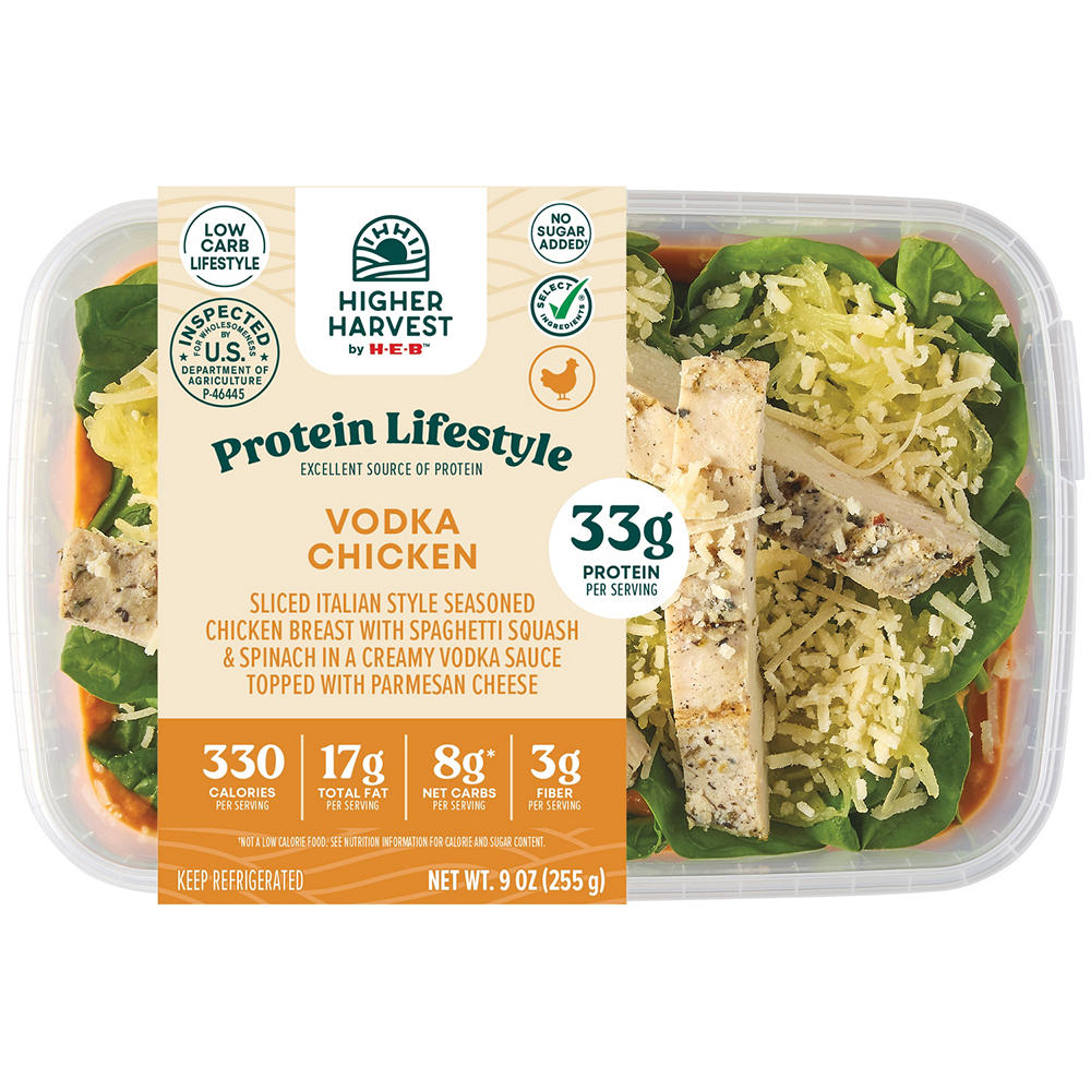 Higher Harvest by H-E-B 33g Protein Lifestyle Meal - Vodka Chicken, 9 oz