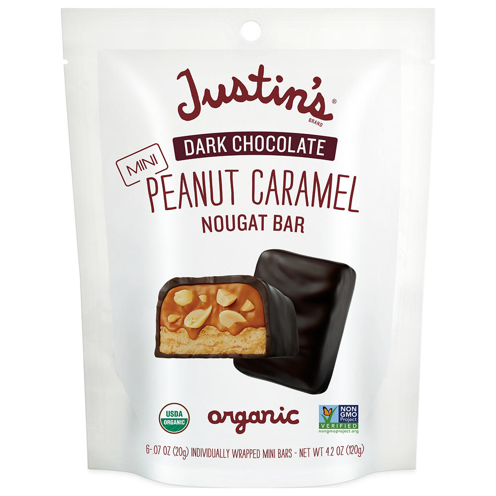 Justin's Organic Mini Dark Chocolate Peanut Caramel Nougat Bars, 6 pc, 4.2 oz
