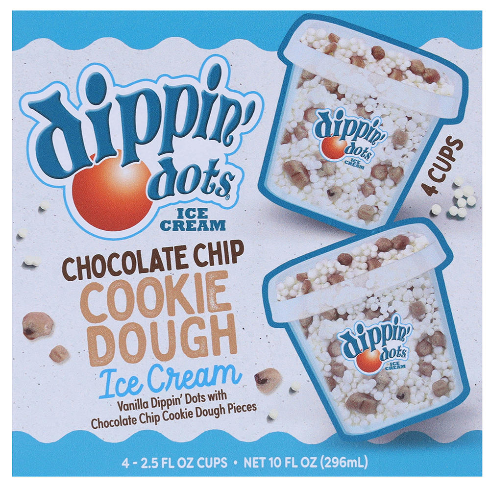 Dippin' Dots Chocolate Chip Cookie Dough Ice Cream Cups, 4 ct