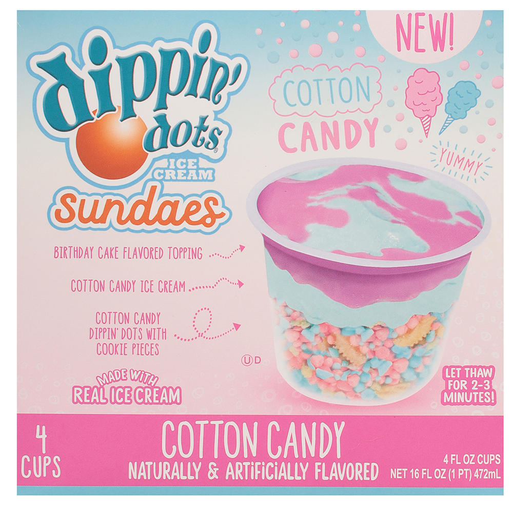 Dippin' Dots Cotton Candy Ice Cream Sundaes, 4 ct