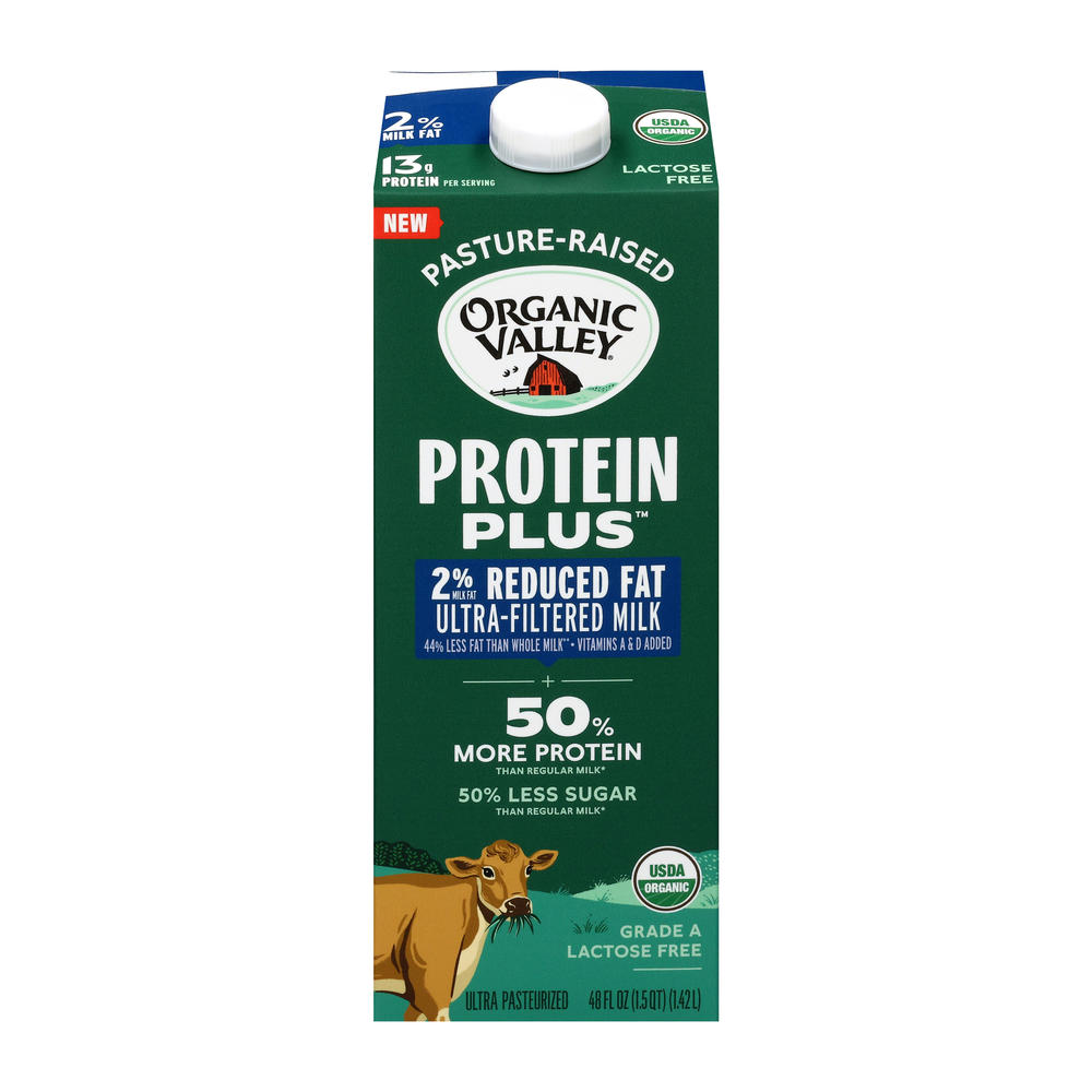 Organic Valley Protein Plus 2% Lactose Free Milk, 48 oz