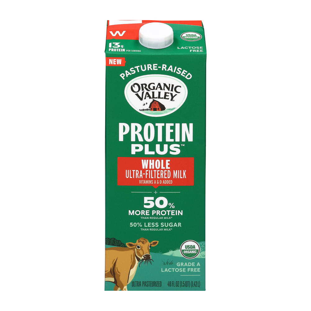 Organic Valley Protein Plus Lactose Free Whole Milk, 48 oz