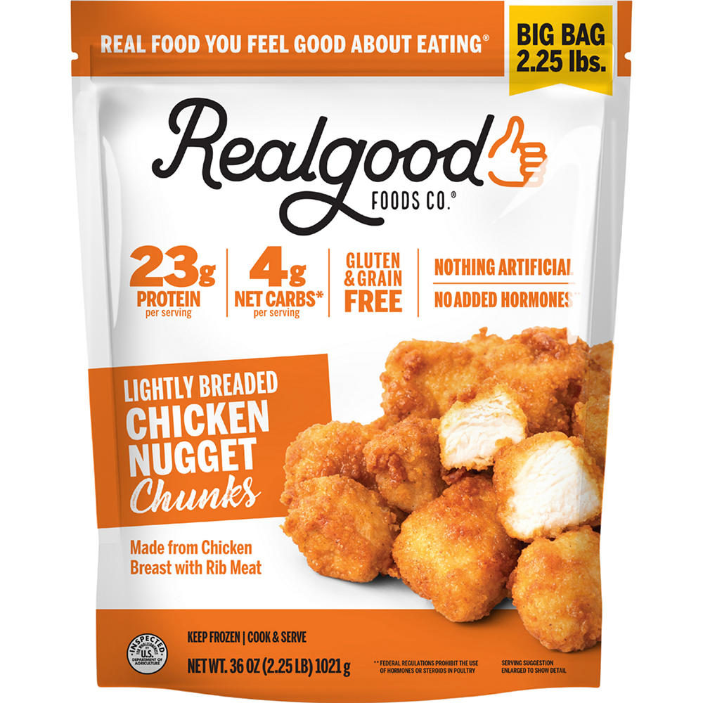 Real Good Foods Co. Frozen Lightly Breaded Chicken Nuggets - Big Bag, 36 oz