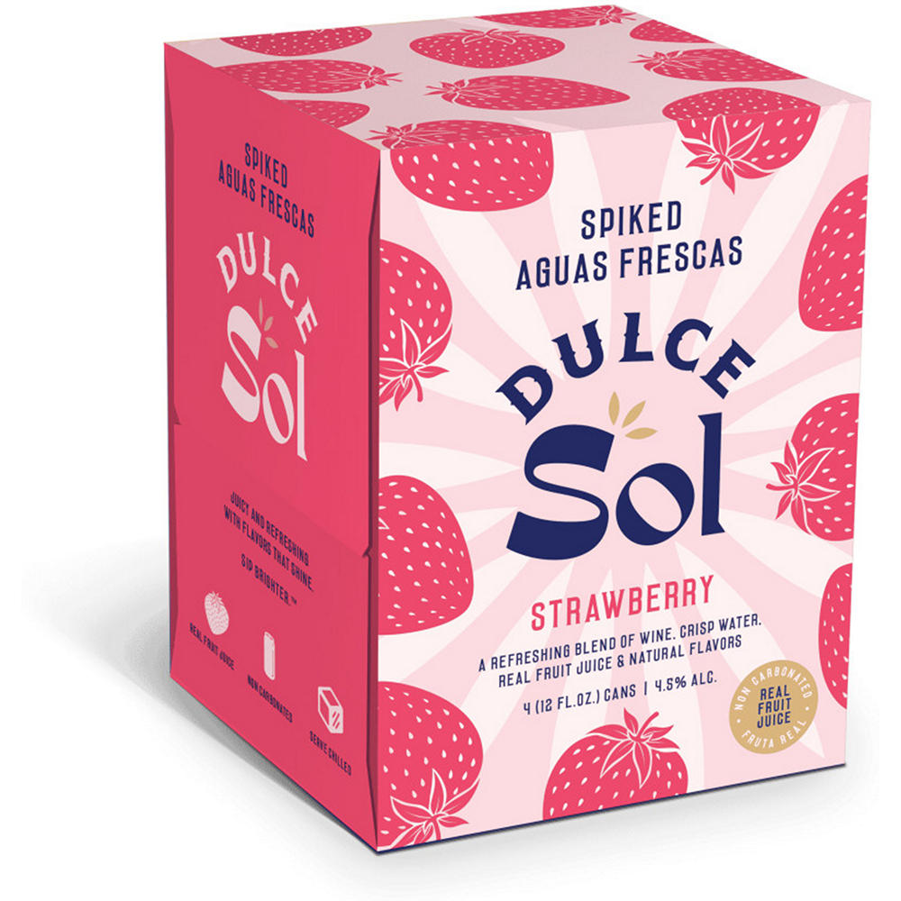 Dulce Sol Spiked Aguas Frescas 4 pk Cans - Strawberry, 12 oz
