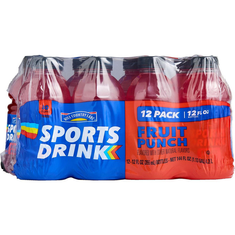 Hill Country Fare Fruit Punch Sports Drink 12 pk Bottles, 12 oz