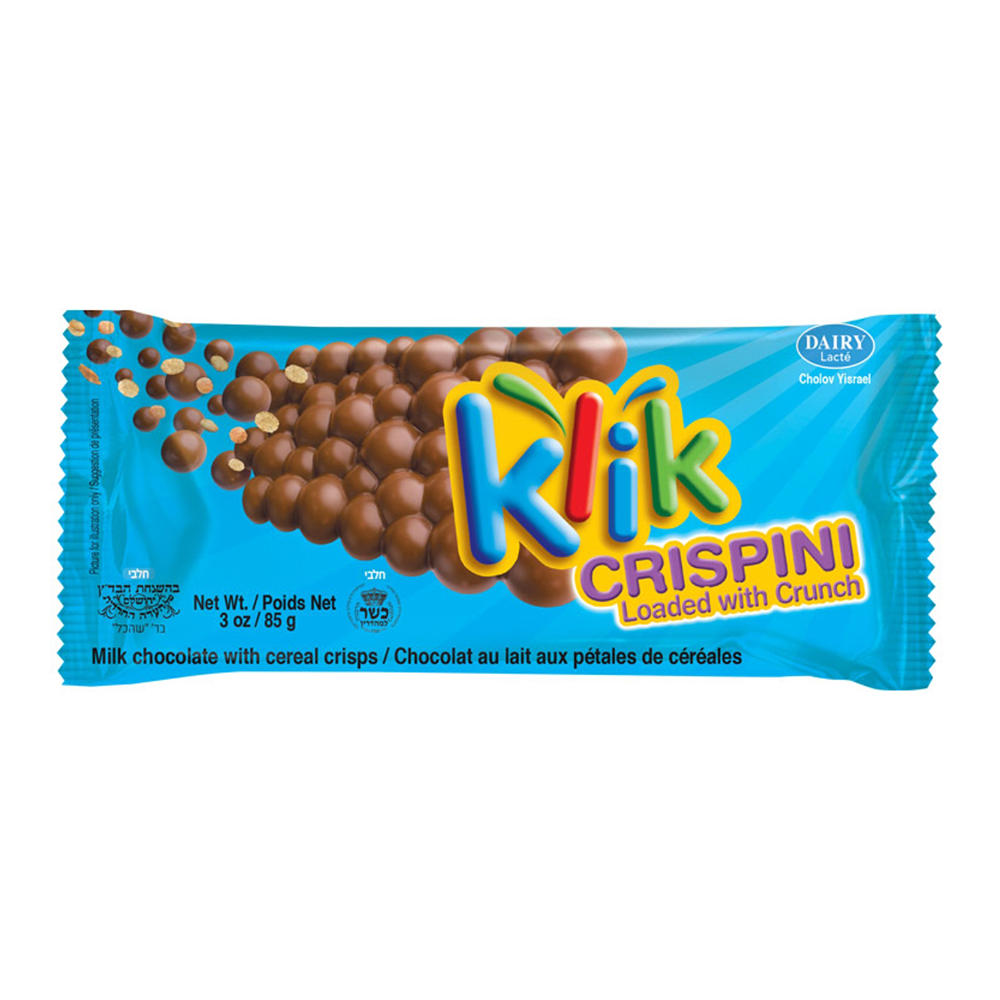 Klik Kosher Crispini Milk Chocolate Bar, 3 oz