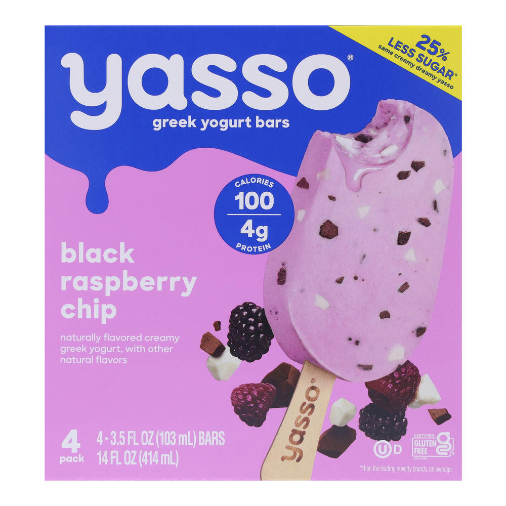 Yasso Black Raspberry Chip Frozen Greek Yogurt Bars, 4 ct