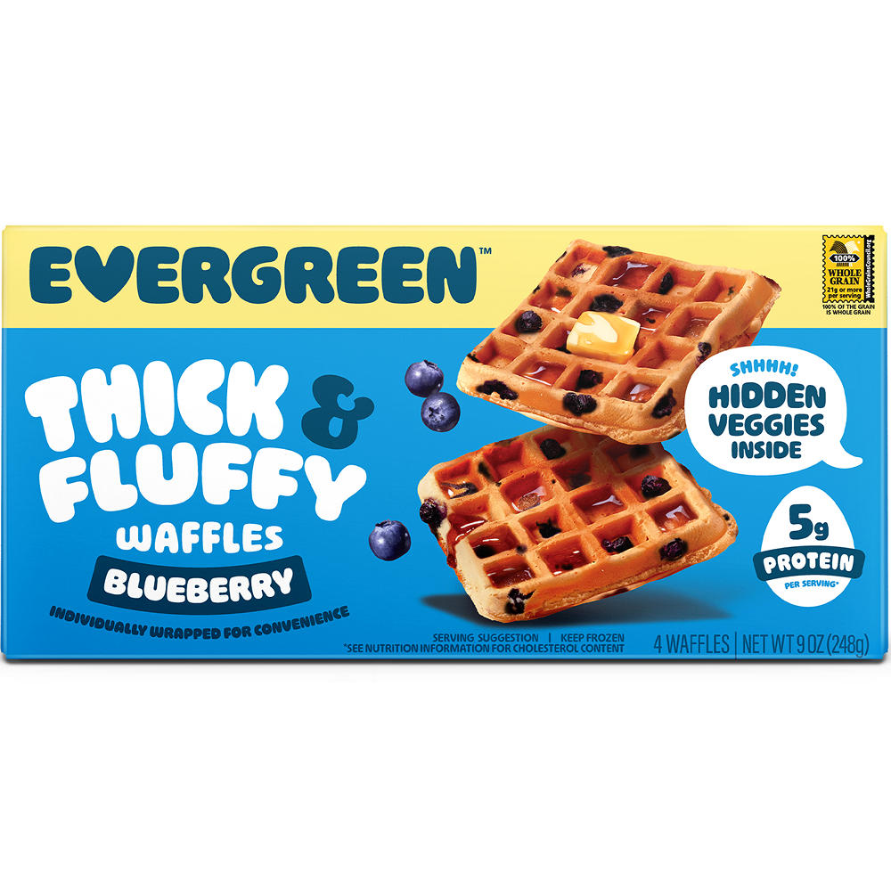 Evergreen Thick & Fluffy Blueberry Waffles, 6 ct