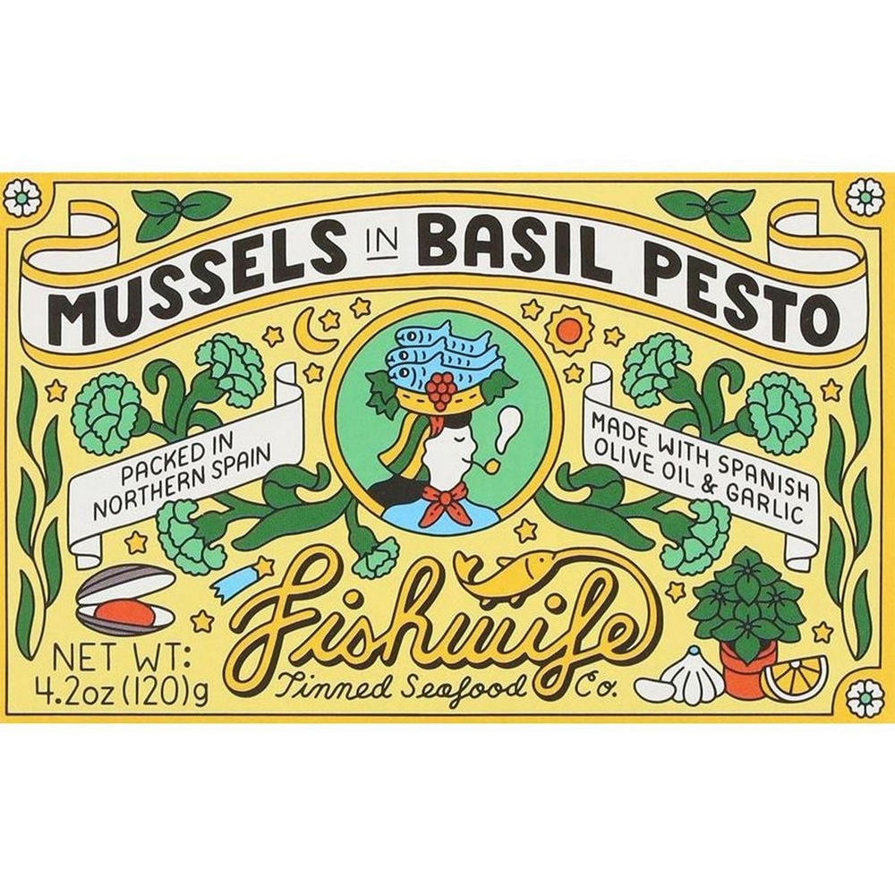Fishwife Mussels in Basil Pesto, 4.2 oz
