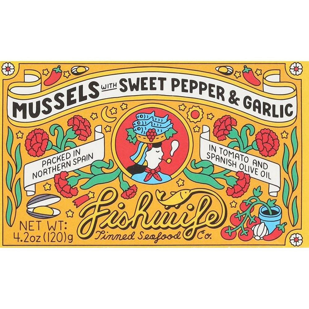 Fishwife Mussels with Sweet Pepper & Garlic, 4.2 oz