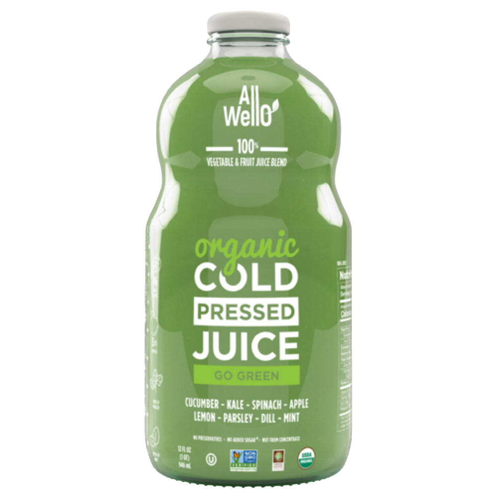 AllWellO Organic Cold Pressed Go Green Juice, 32 oz