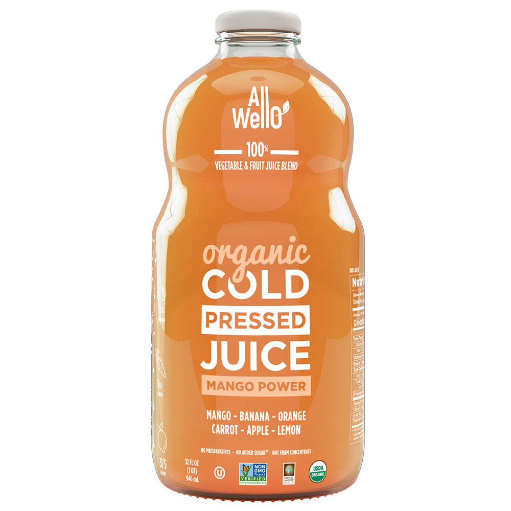 AllWellO Organic Cold Pressed Mango Power Juice, 32 oz