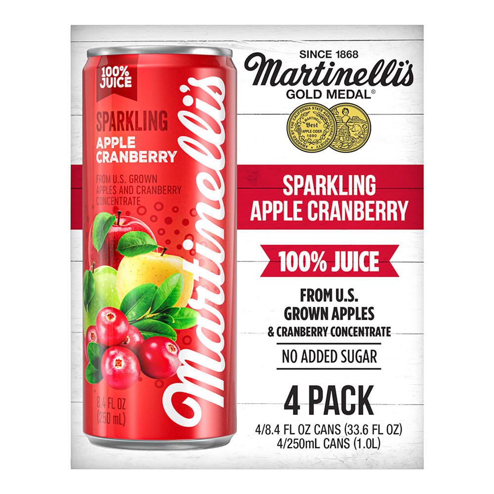 Martinelli's Sparkling Apple Cranberry 100% Juice 4 pk Cans, 8.4 oz