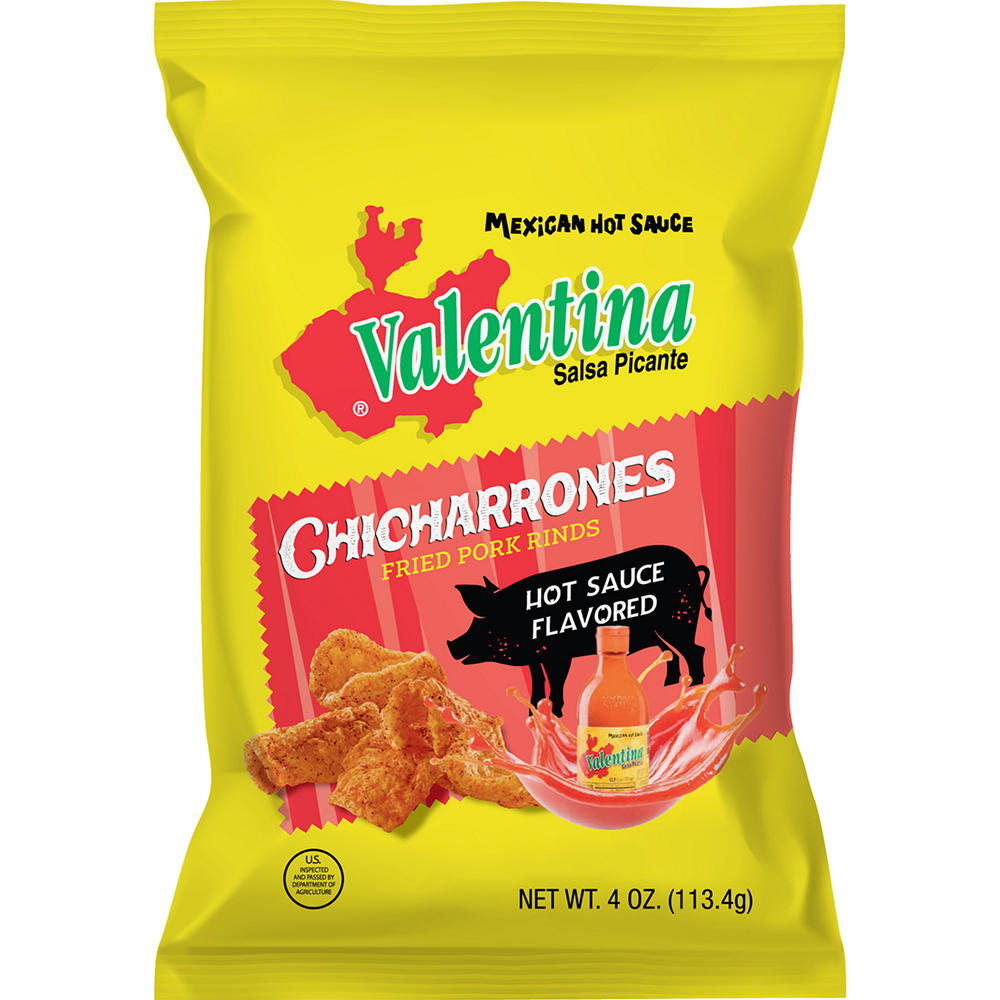 Valentina Chicharrones Hot Sauce Flavored Pork Rinds, 4 oz