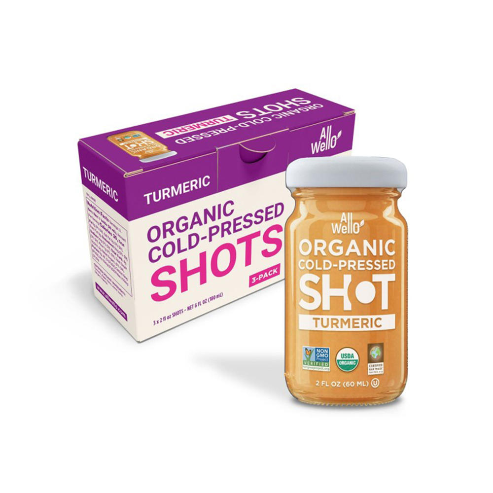 AllWellO Organic Cold Pressed Turmeric Shots, 3 ct