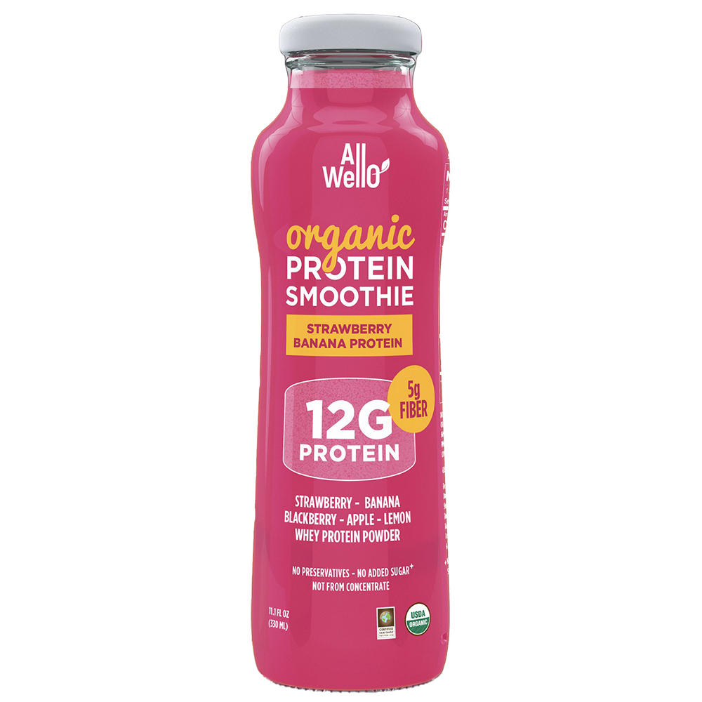 AllWellO Organic 12g Protein Smoothie - Strawberry Banana, 11.1 oz