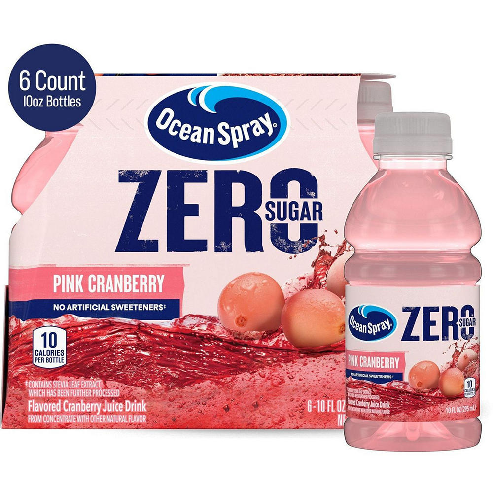 Ocean Spray Zero Sugar Pink Cranberry Juice 6 pk Bottles, 10 oz